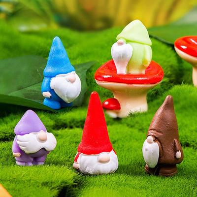 1PC Multicolor Mini Gnome Figurines Mushroom Pumpkin Resin Miniature Dwarfs Statue Micro Landscape Home Decoration Garden Elf