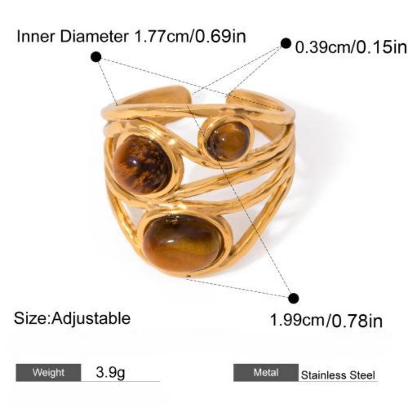 18 Karat Gold Edelstahl Naturstein übertrieben Ring Advanced Ins Ring Titan Stahl Handschmuck