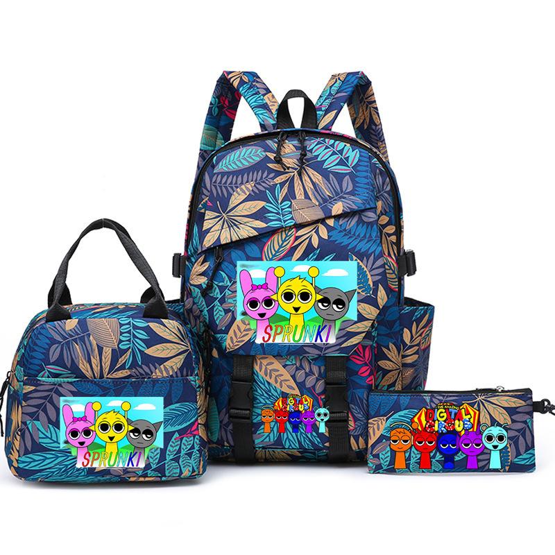 Nova mochila escolar de três peças para adolescentes com caixa de ritmo e estampa de céu estrelado para homens e mulheres