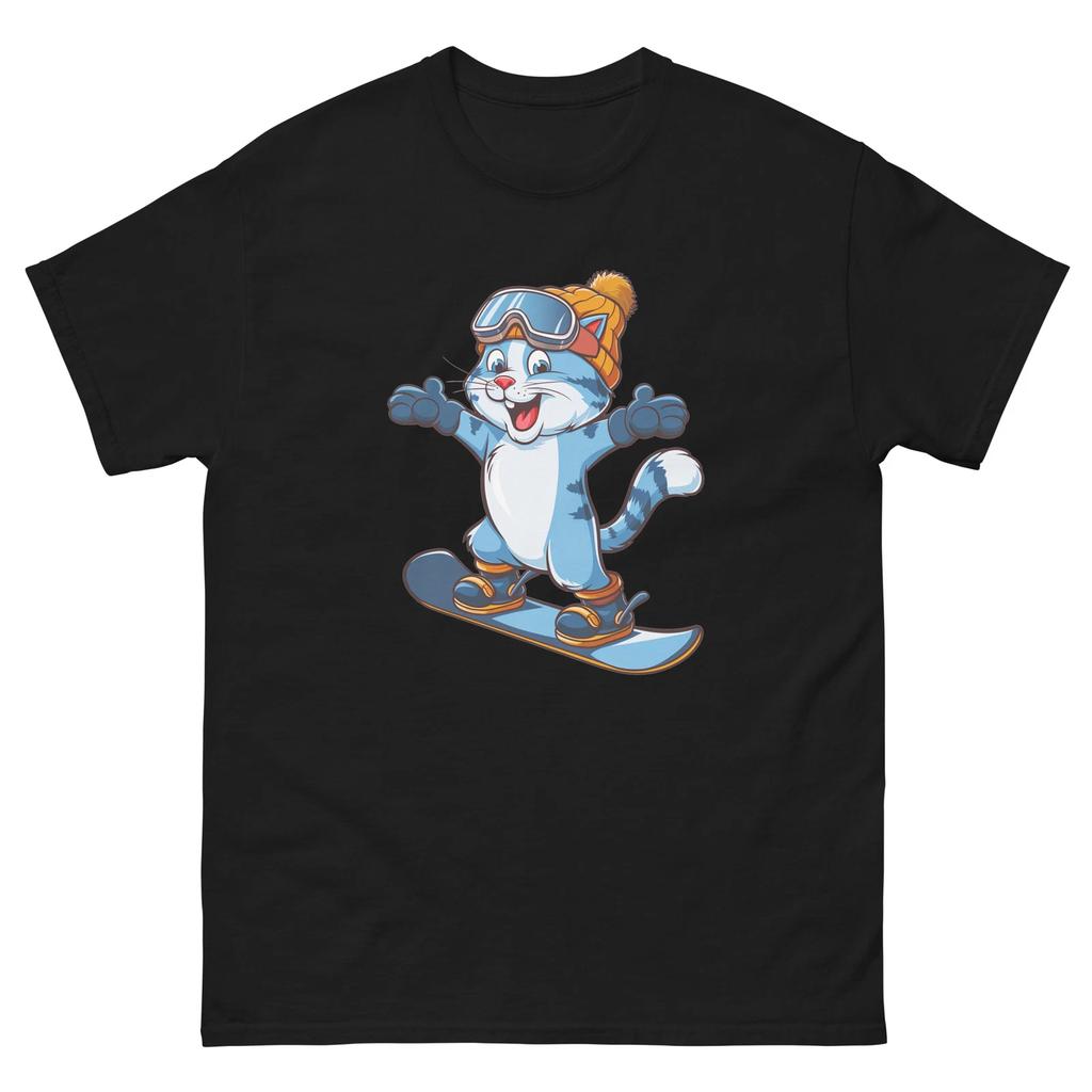 T-shirt Snowboarder Chat Bleu Fun Snowboard