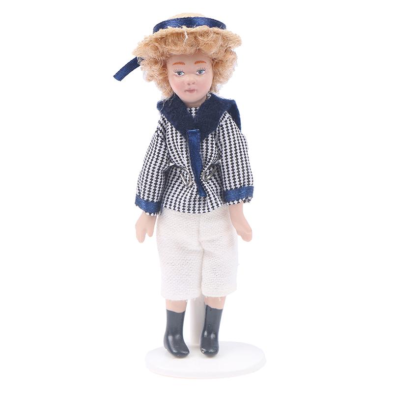 Dollhouse 1/12 Miniature Porcelain Doll People Model Beautiful Youth Boy Girl Decor Doll House Toy For Kids Adults Children's Birthday Gift Holiday