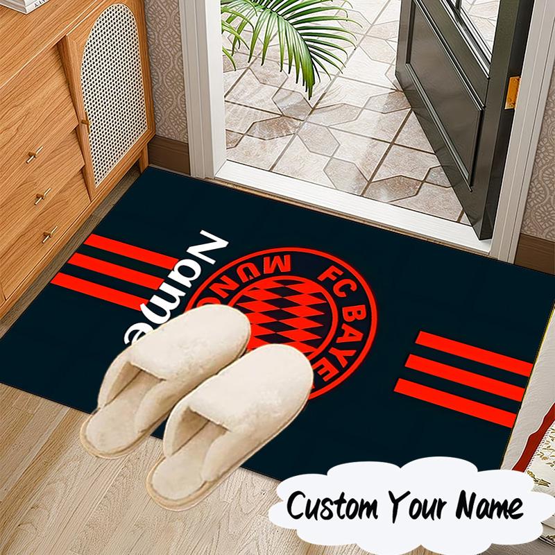 Custom Name Munich Crest Rug for Living Room, Game Rooms, Office, Bedroom, Floor Mat Playful Design, Fan Gifts Christmas Decor