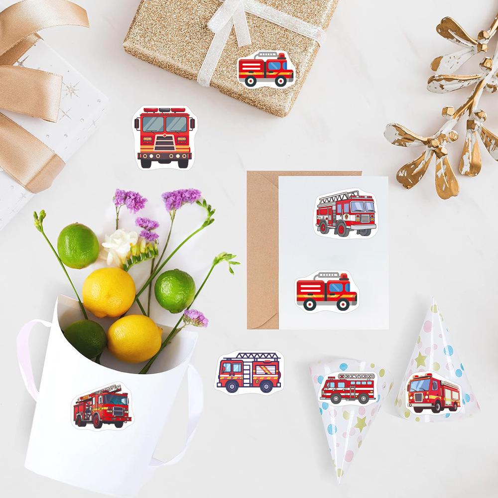 500pcs Fire Truck Vinyl Stickers Roll Cartoon Anime Designs for Scrapbooking, Journaling, Laptops, Water Bottles Reusable, Self-Adhesive Mixed Colors