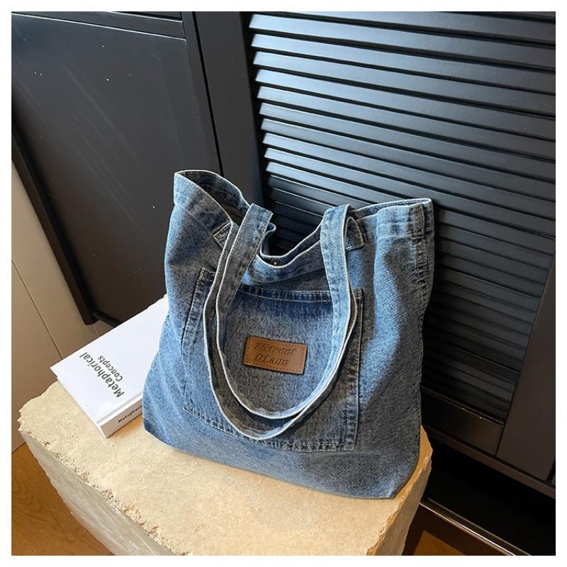Lazy Wind Retro Denim Bag 2025 New Embossed Shoulder Tote Bag