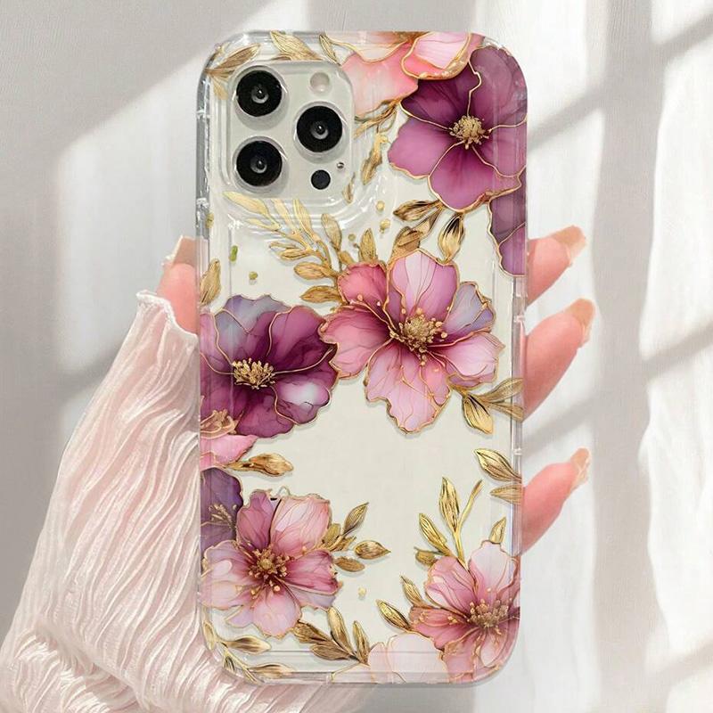 Hibiscus Floral Pattern Soft Rubber Phone Case For iPhone 16 15 13 14 12 11 Pro Max 16E 7 8 Plus SE2 X XR XS 13 Mini Clear Cover