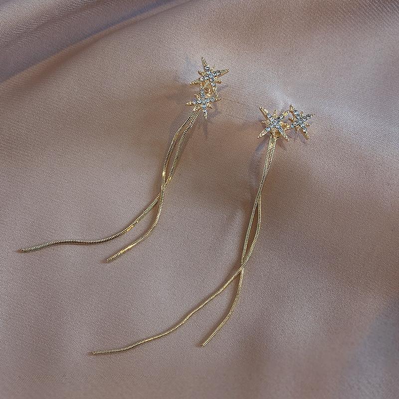 Fashion Women'S Swing Earrings Star Rubber Chain Earrings Fashion Women'S Long Pendant Women'S Simple Jewelry Gift