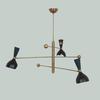 Italienischer 3-Arm Sputnik-Kronleuchter aus Rohmessing – Deckenpendelleuchte im Mid-Century Modern Stil