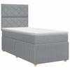 Box Spring Bed with Mattress and Headboard Light Gray Single Fabric