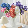 Flor de Clematis Artificial 27,5" Haste Longa Ramos de Flores Artificiais de Seda com 3 Flores para Vaso Decoração de Mesa Interna para Casa Arranjo Floral