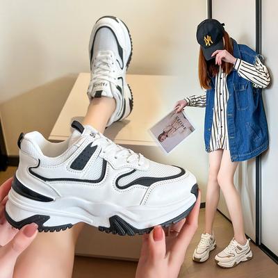 Chaussures en cuir pour femmes, chaussures de papa, rétro, Style Hong Kong, Chic, assorties avec tout, petites baskets décontractées, printemps