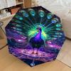 1pc Peacock Colorful Automatic Open/Close Umbrella with Windproof, 8-Rib Sturdy Canopy, Durable Ribs, Fashionable Design1212A