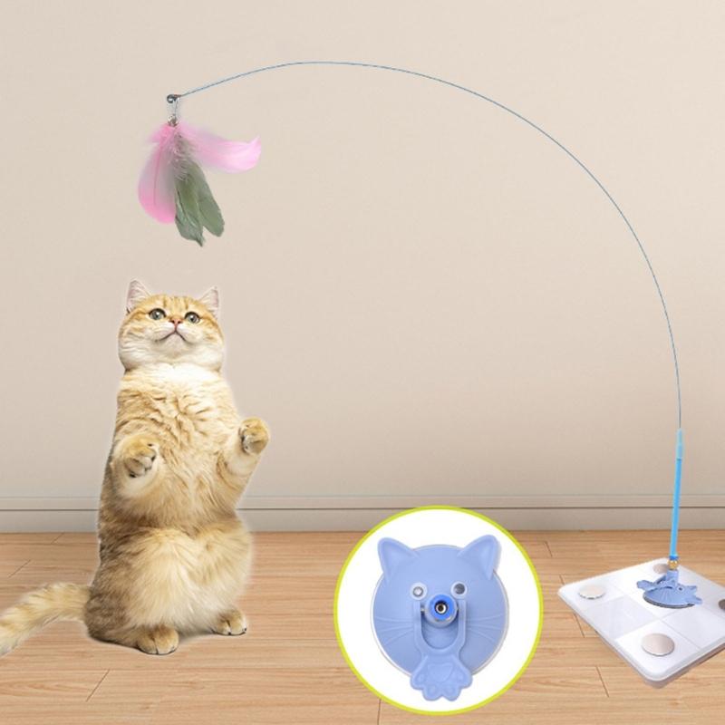Kitten Exercise Teaser Wand High-Strength Suction Cup Base Long Elastic Steel