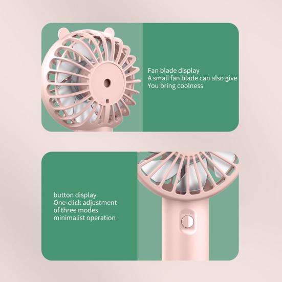 Handheld Small Fan with 3 Speed Settings Strong Airflow Low Noise USB Rechargeable Battery Operated Pocket Fan