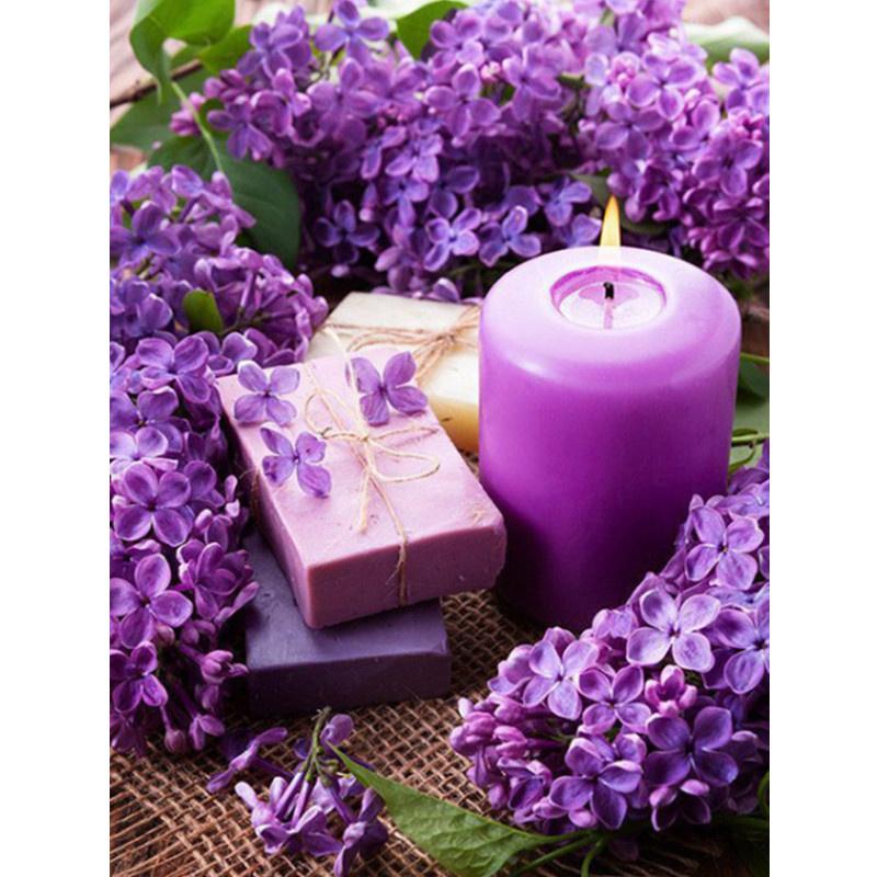 5D DIY Diamond Painting Purple Flowers Scene Diamond Embroidery Cross Stitch Kit Full Rhinestone Mosaic Home Decor