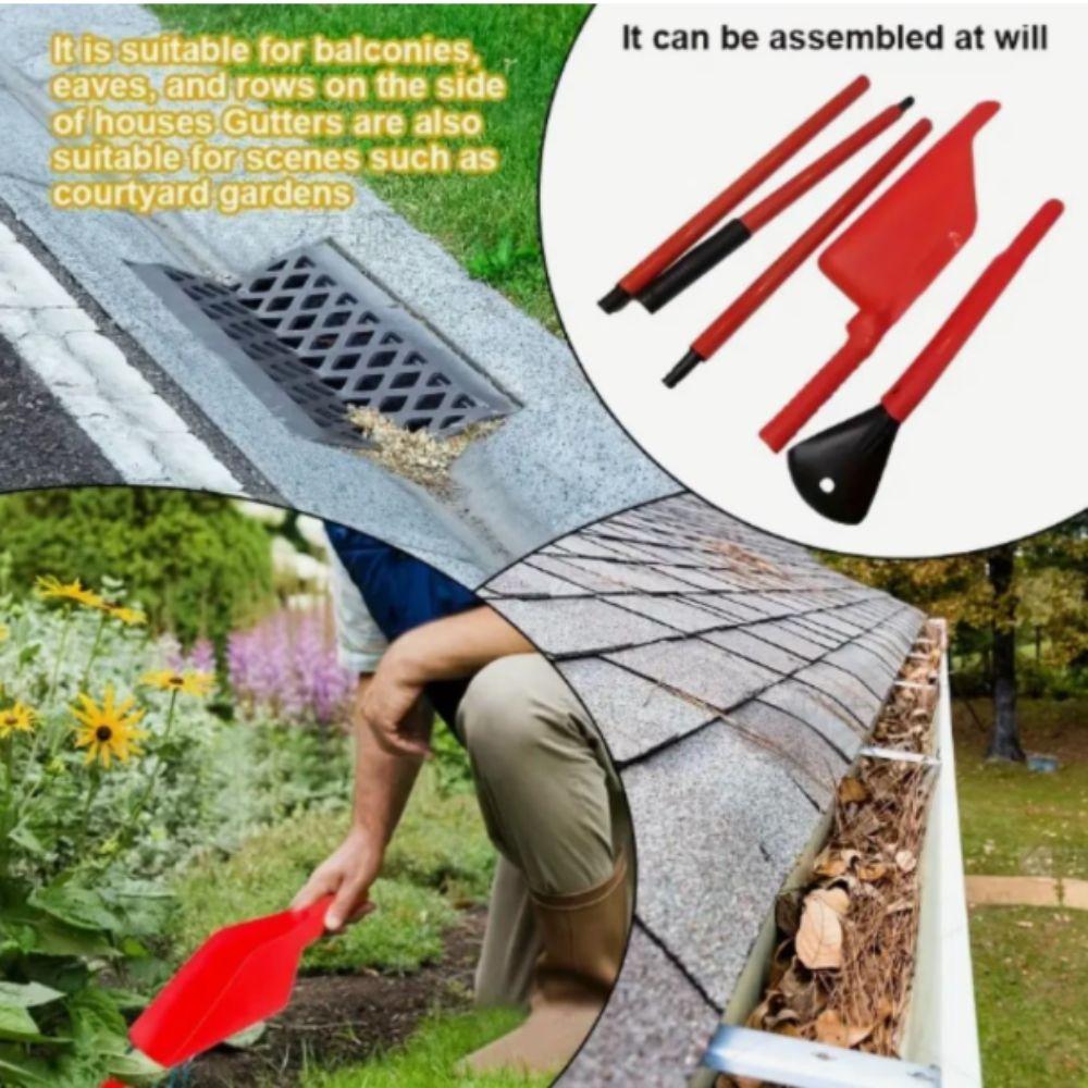 5pcs Plastic Handle Retractable Drain Gutter Scoop Portable Easy To Use Gutter Cleaning Tool Multifunctional Extendable