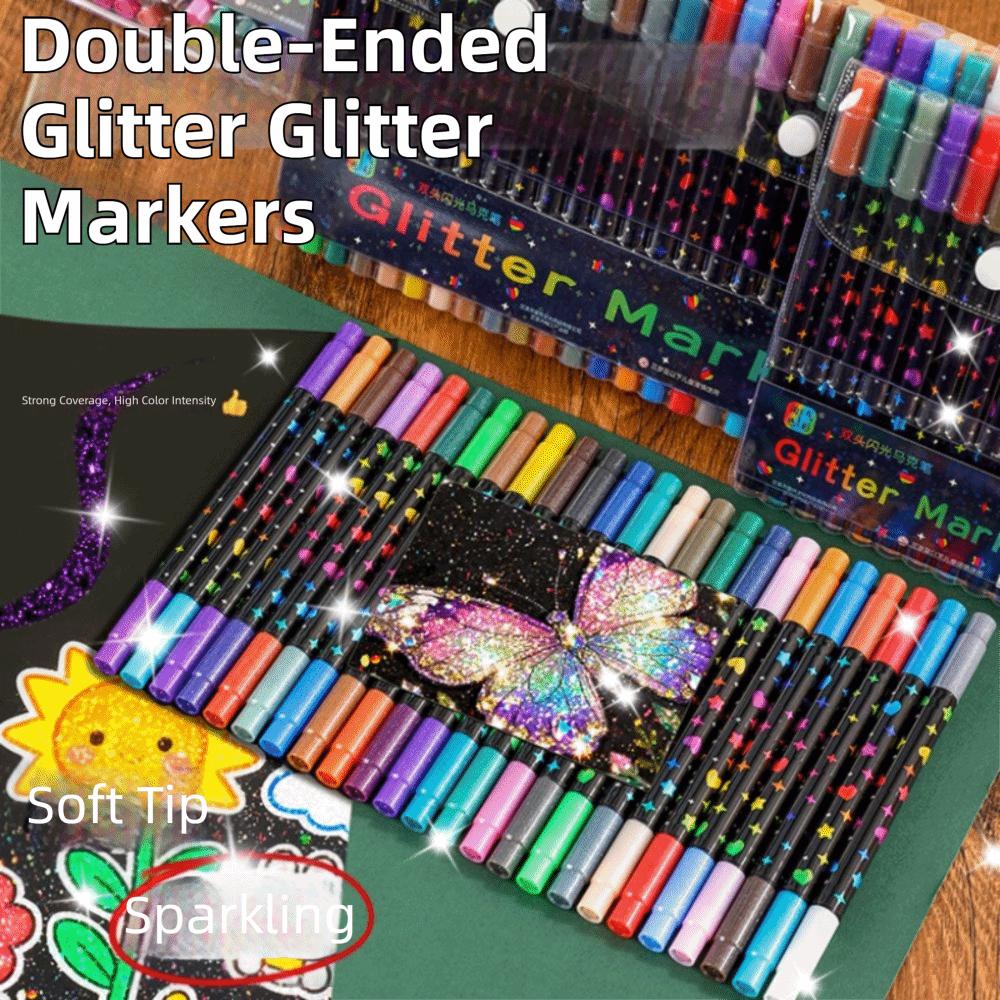 24/48/72/96 Kleuren Dubbelzijdige Glitters Pennen Snel Drogen Waterverf Pen Tekenen Schilderen