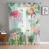 Flamingo Tropical Plant Flower Tulle In Sheer Curtains For Living Room Bedroom Kitchen Window Treatment Chiffon Curtain Blinds