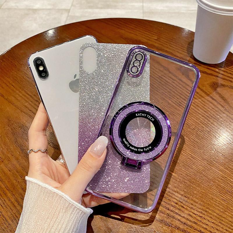Glitter Ring Holder Phone Case For Realme Note 60 50 5 5i 6i 9i 5 7 8 9 10 11 12 13 14 Pro Plus 4G 5G 14X 14T 12X 11X Soft Cover