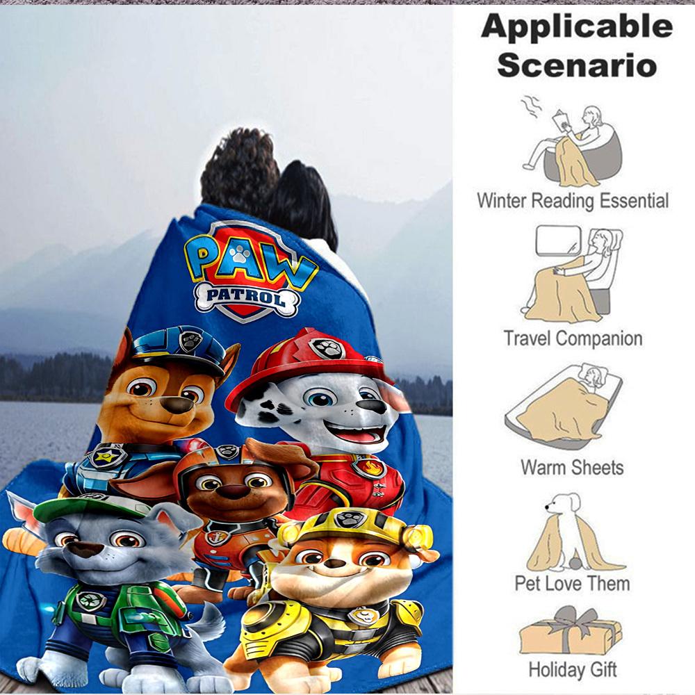 1 stuks Paw Patrol Personages Zacht & Warm Flanellen Deken, Multifunctionele Plaid voor Bank, Sofa, Kantoor, Bed, Kamperen, Reizen