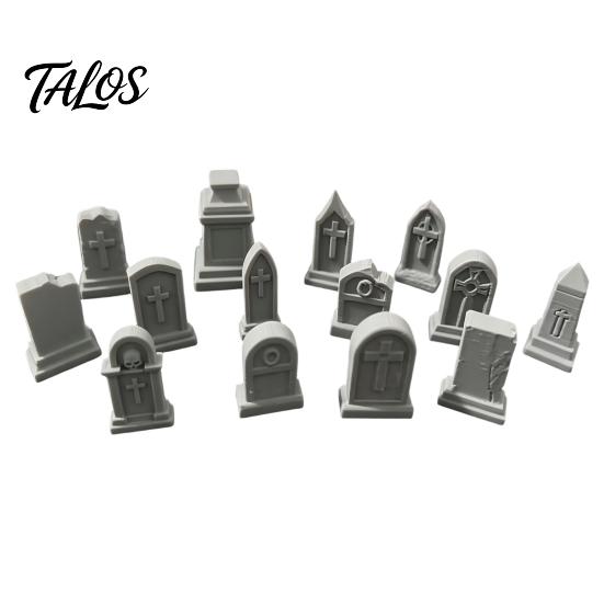 Realistic Cemetery Decor 14 Pcs Mini Tombstone Model, 3D Printed Miniature Gravestone Scenery Model Landscape Building Supplies Props for Tabletop