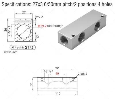 Air Manifold Distributor 1/2" 1/4" Pneumatic Quick Plug In Connector Hose Aluminum Block Splitter 2 3 4 5 6 7 8 9 10 Way