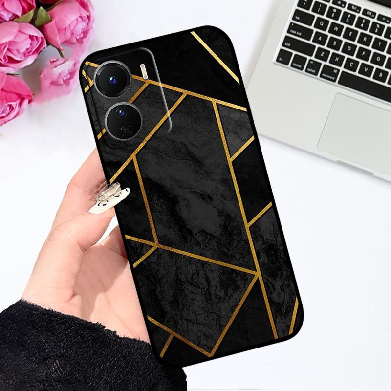 Case For Y56 Y35 Y53T 5G Fundas Cute Fashion TPU Soft Silicone Black Matte Phone Cover For Vivo Y16 4G V2204 V2214  Coque Bumper