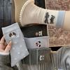Damen Frühling und Herbst Sortierte Cartoon Niedliche Hundestickerei Knochenlose Trommel Frottee Baumwollsocken