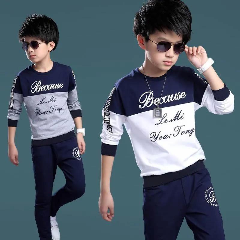 Fashion Kids Boys Two-piece Sports Suits Casual Printed Spring Autumn Sets Tops and Pants