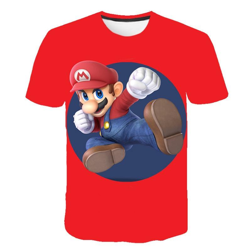 Summer 3D Digital Color Cartoon Animation Mario Print Children's Casual Comfortable Short Sleeved T-shirt