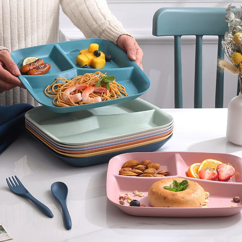 Assiette divisée pour salade de fruits, assiette à compartiments occidentaux à trois grilles, assiette pour repas diététique, plateau pour aliments, vaisselle de cuisine