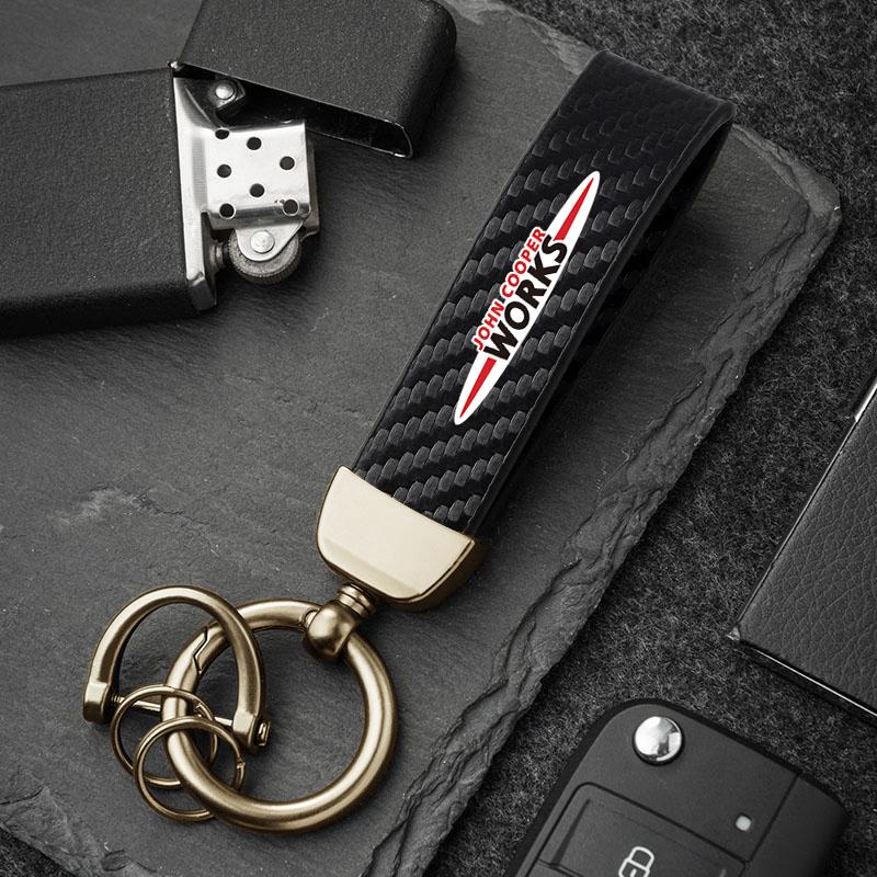 4S Dealership Car Emblem Keychain Calfskin Auto Key Chains For MINI One Cooper JCW Countryman Clubman Cabrio Paceman Coupe WORKS Btrme66