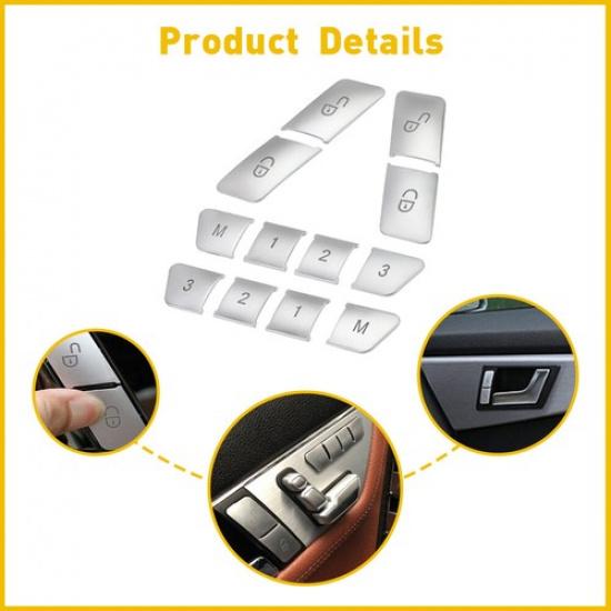 Door Lock Unlock Switch Seat Button Cover For Sticker Set Mercedes-Benz W204 CLA