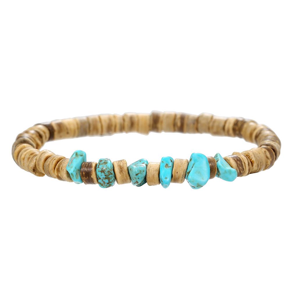 Kokosnootschel Kralenarmband Dames Bohemien Rijstvlokken Turkoois Blauw Goud Grit Armband Armband