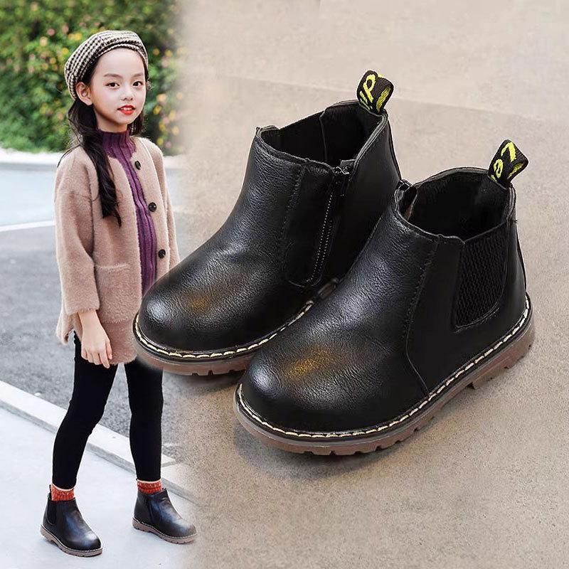 Children's Martin Boots: 2025 Autumn/Winter, Girls' & Boys' Black Korean-Style Short Boots, British Style, Soft Sole.