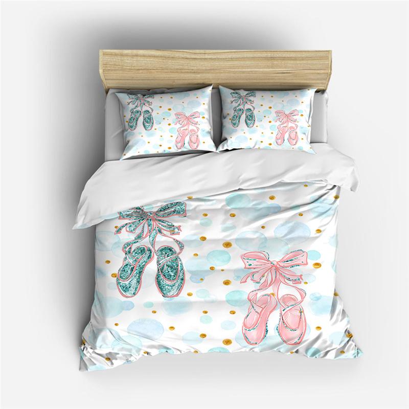 Cartoon Ballet Duvet Cover Set Princess Style Dancing Girl 3D Print King Queen for Girls Women Teen Dancer Polyester Bedding Set