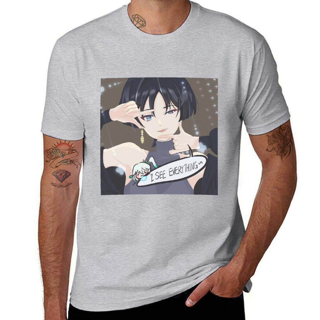 Widzę wszystko Wanderer Genshin Impact T-shirt Oversized Sublime Vintage Ubrania Koszulki Męskie Topy