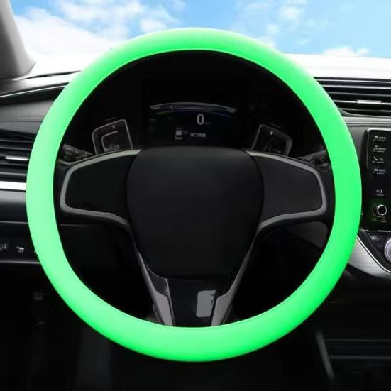 Silicone Steering Wheel Cover Anti-Slip Sweat Proof Grip Universal Steering Wheel Protector for Circular D-Shaped Flat Wheels