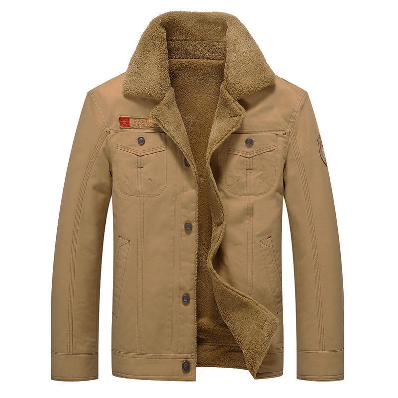Autumn Winter Men Fleece Jacket Fur Turn-down Collar Coats Winter Outwear