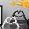 Halloween Skull Finger Heart Statue  In Dark Resin Decor for Spooky Party, Desk & Gift, Cute Horror Figurine