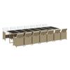 15 Piece Garden Dining Set with Cushions Poly Rattan Beige