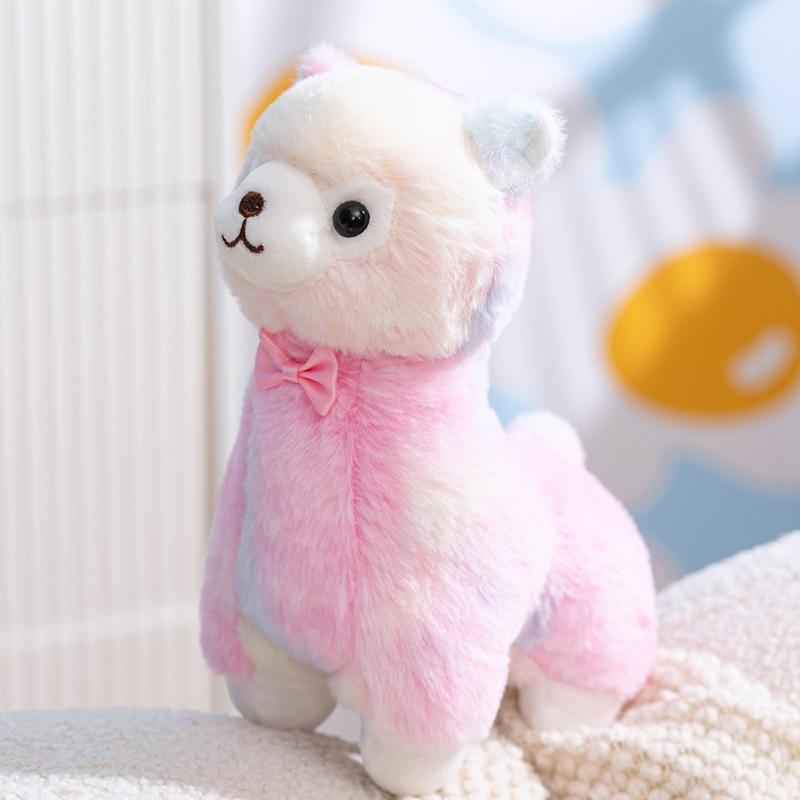 Zoo Cute Alpaca Plush Toy Stuffed Animal 25cm Colorful Alpaca Doll for Kids Cuddling Sleeping Companion Soft PP