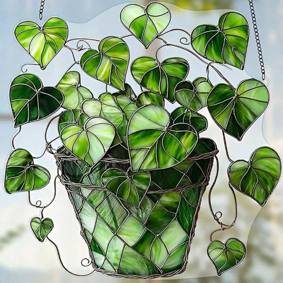 Acrylic Garden Sign with Potted Plant Pattern Weather-Resistant Outdoor Pendant 2D Lawn And Patio Decor for Home Celebration And Garden Enthusiasts
