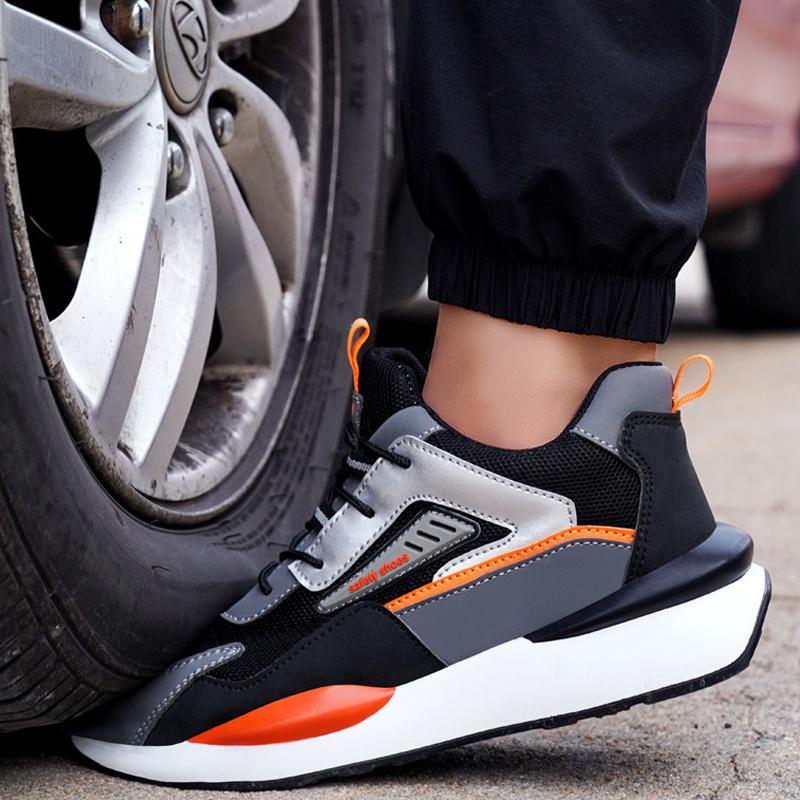 Fashion Work Sneakers Men Anti Puncture Anti-Smash Safety Shoes Antiskid Protective Shoes Work Boots Steel Toe Shoes Security