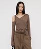 DEINET One Shoulder Draped Asymmetric Top In Brown