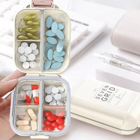 Pill Dispenser Storage Box Large Capacity Multiple Compartments Small Medicine Divider Portable