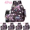 4 Stück/Set 26 Englische Buchstaben Kpop Bedruckter Rucksack mit Handtasche Federmäppchen 750 ml Wasserflasche für Teenager Junge Mädchen Große Kapazität Buchrucksack Schultasche