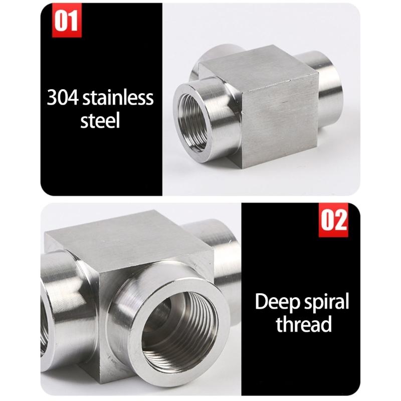 2 Stuks Hoge Druk Pijpfitting Adapter Vervanging Roestvrij Staal T-Type T-stukken Connector voor Thuis Industrieel Gebruik