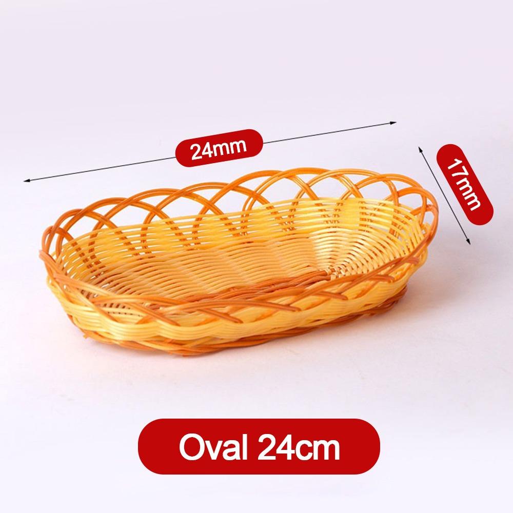 Woven Imitation Rattan Basket Round Fruit Basket New Fruit Tray  Breakfast Cake Snack