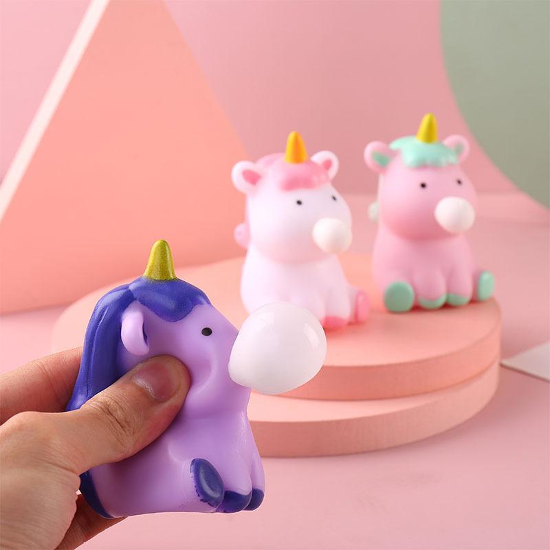 Cartoon Eenhoorn Zacht Spuugbelletje Speelgoed Schattig Dierlijk Bal Zacht Plakkerig Squishy Stressverlichter Knijpbal Zintuiglijk Fidget Grappig Speelgoed