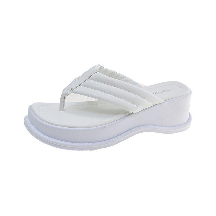 Flip-flops women's summer outer wear 2025 new muffin thick-soled wedge heel clip toe square head sandals French sandals